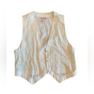 Vintage Bechamel Cream Lace Vest Linen/Cotton Blend Perfect Condition Medium